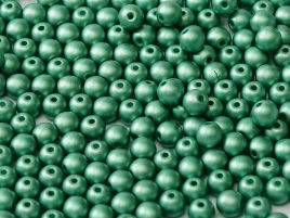 4mm Round Glass Beads, Metallic Emerald (Qty: 50)
